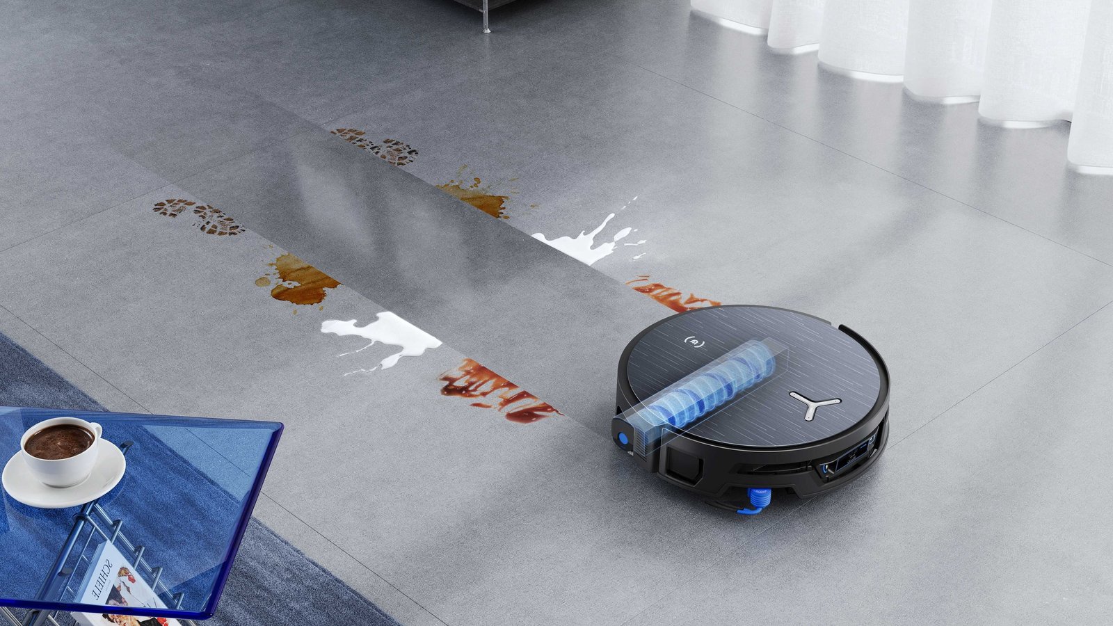床の汚れを水拭きするDEEBOT X12S PRO OMNI
