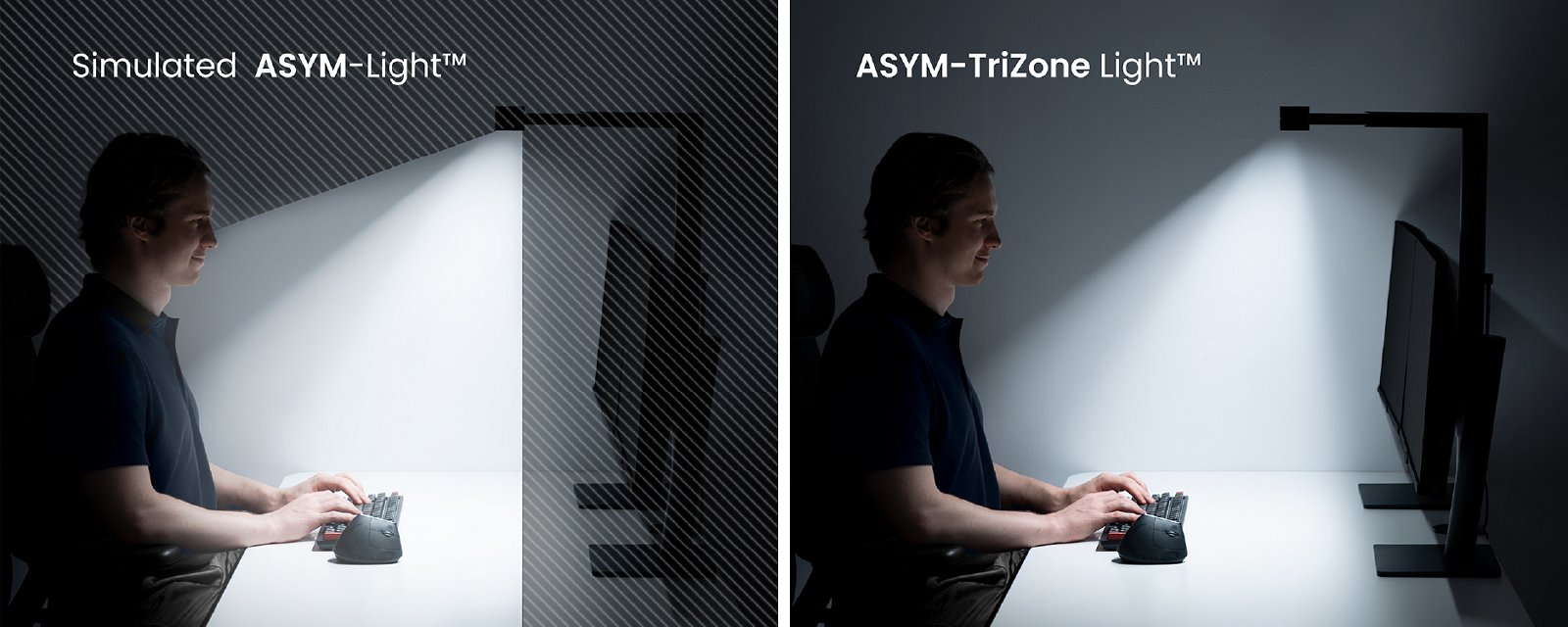 BenQ ASYM-LightとASYM-TriZoneの照らし方の比較
